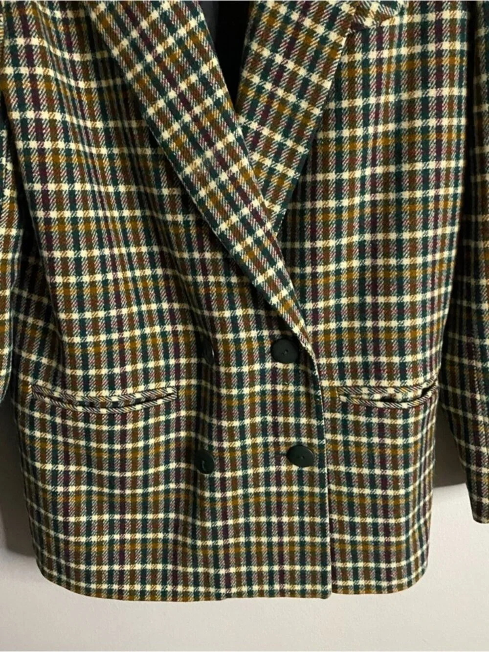 Vintage 90's Donnybrook Double-Breasted Notch Lapel Wool Plaid Blazer